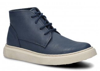 JUGENDSTIEFEL MODELL 050 DUNKELBLAU WOLKE + KARO - GRÖßE 37