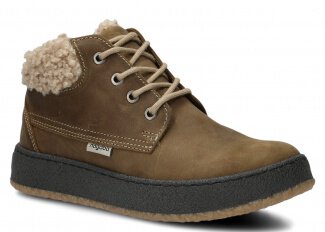 JUGENDSTIEFEL MODELL 6151 OLIVE CRAZY + LAMMFELL - GRÖßE 38