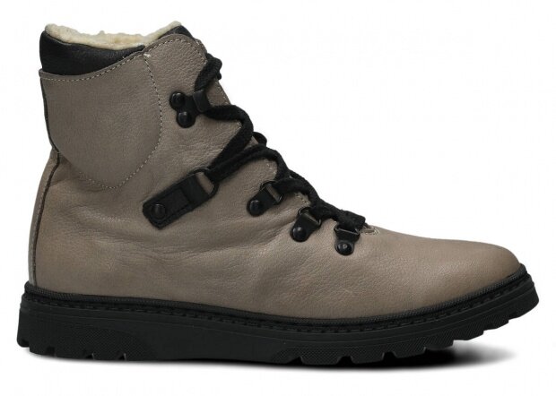 JUGENDSCHUH MODELL 095 GRAU T RUSTIC + LAMMFELL - GRÖßE 37