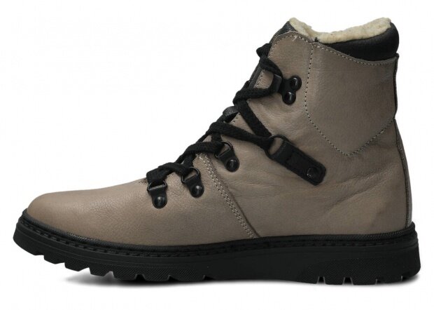 JUGENDSCHUH MODELL 095 GRAU T RUSTIC + LAMMFELL - GRÖßE 37
