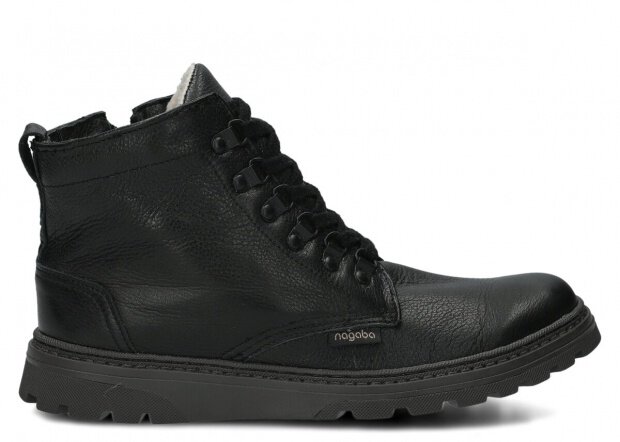 JUGENDSTIEFEL MODELL 097 SCHWARZ RUSTIC + LAMMFELL - GRÖßE 40