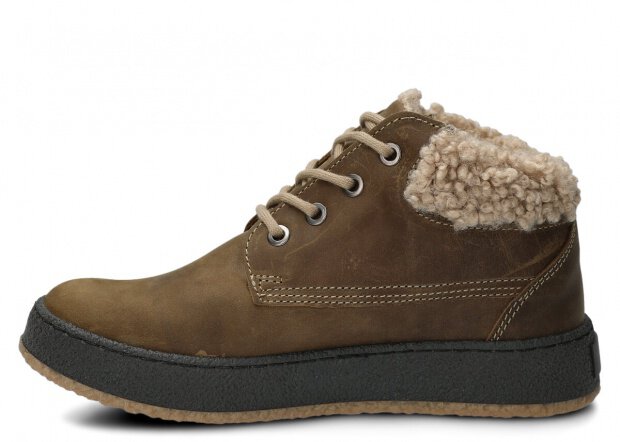 JUGENDSTIEFEL MODELL 6151 OLIVE CRAZY + LAMMFELL - GRÖßE 38