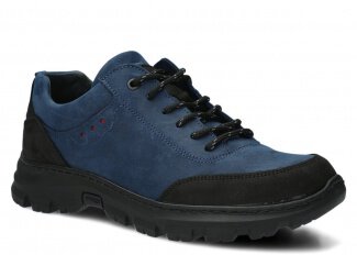 Herren-Trekkingschuhe Modell 4081 Dunkelblau Crazy Leder