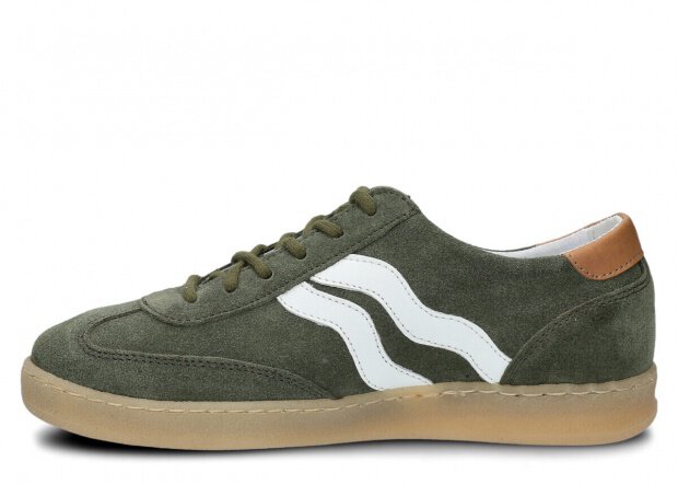 Halbschuhe für Frauen Nagaba Modell 129 Khaki Velours Leder