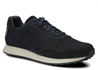 Herren-Halbschuh NAGABA 2526 Dunkelblau Velours Leder