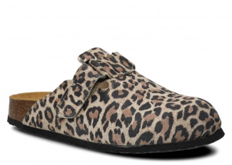 Profilierte Pantoletten, Clogs NAGABA 018 Beige Leopard Leder